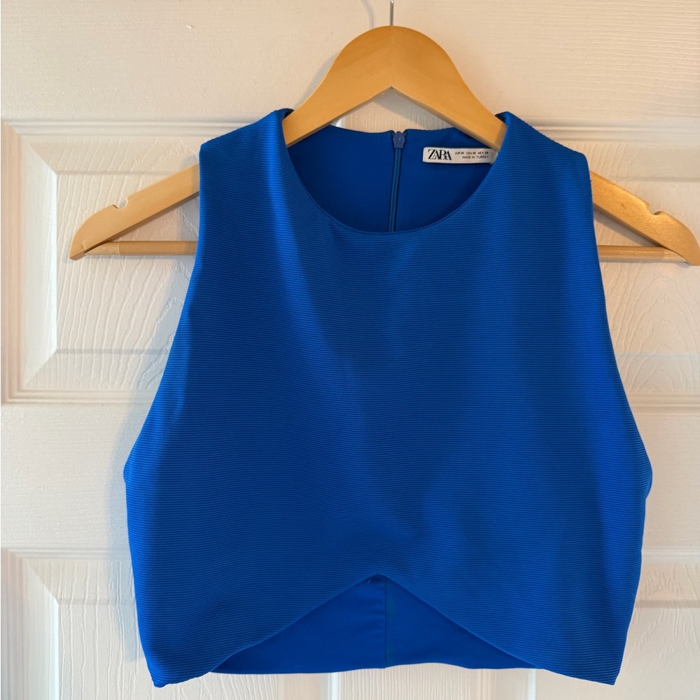 ZARA Blue Two-Piece Set – Crop Top & Mini Skirt